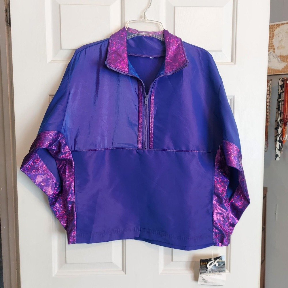 GK Elite Sportswear Gymnastics Jacket  Purple Pink Sparkle Athletic Small 90s